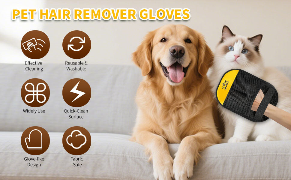 Pets Hair Remover Gloves Easy To Use (Buy 1 Get 1 Free)