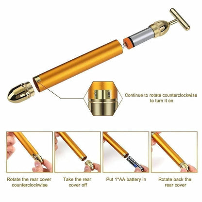 24K Gold Energy Beauty Bar Electric Facial Massage Roller 🌟50% OFF🌟