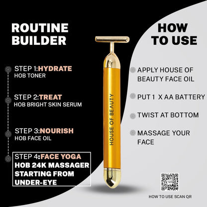 24K Gold Energy Beauty Bar Electric Facial Massage Roller 🌟50% OFF🌟