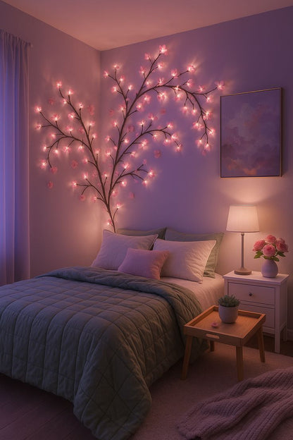 Cherry Blossom Twinkling Tree Lighted Vines for Room 🌙🌸 Decorate Your Home 🏡
