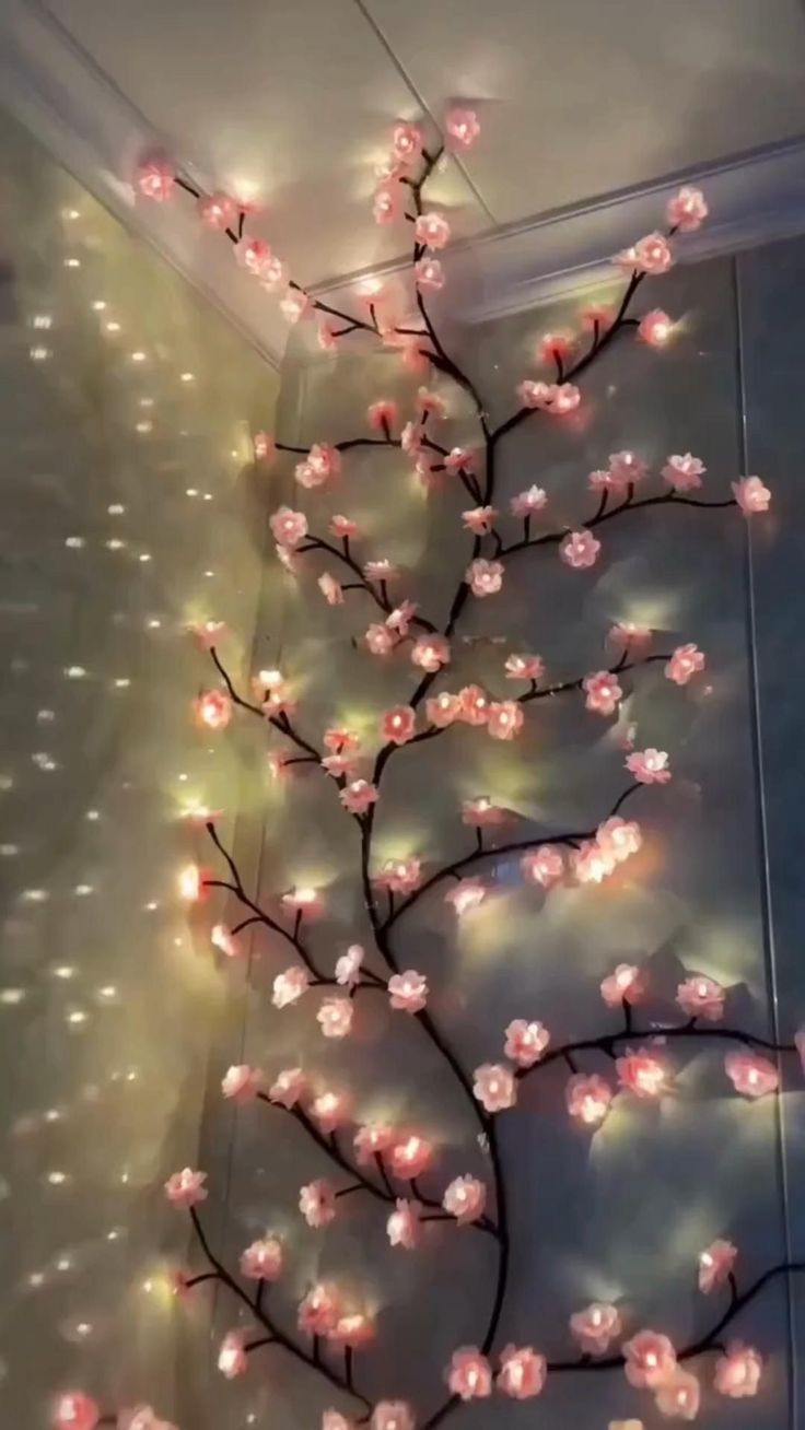 Cherry Blossom Twinkling Tree Lighted Vines for Room 🌙🌸 Decorate Your Home 🏡