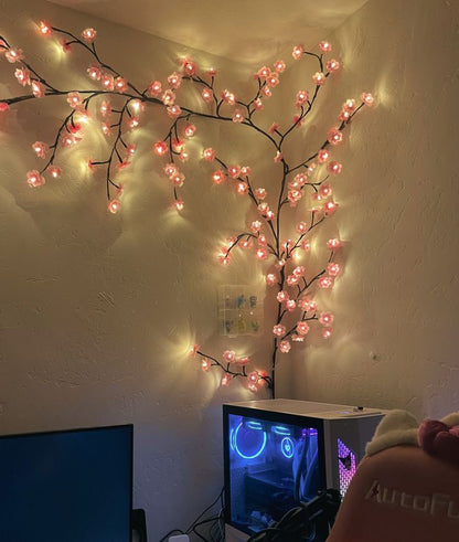 Cherry Blossom Twinkling Tree Lighted Vines for Room 🌙🌸 Decorate Your Home 🏡