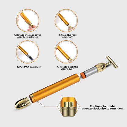 24K Gold Energy Beauty Bar Electric Facial Massage Roller 🌟50% OFF🌟