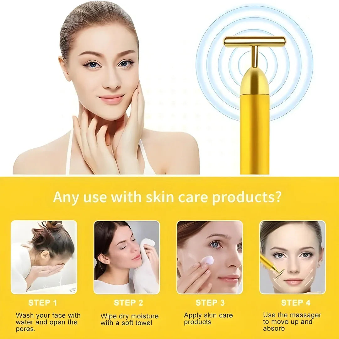 24K Gold Energy Beauty Bar Electric Facial Massage Roller 🌟50% OFF🌟