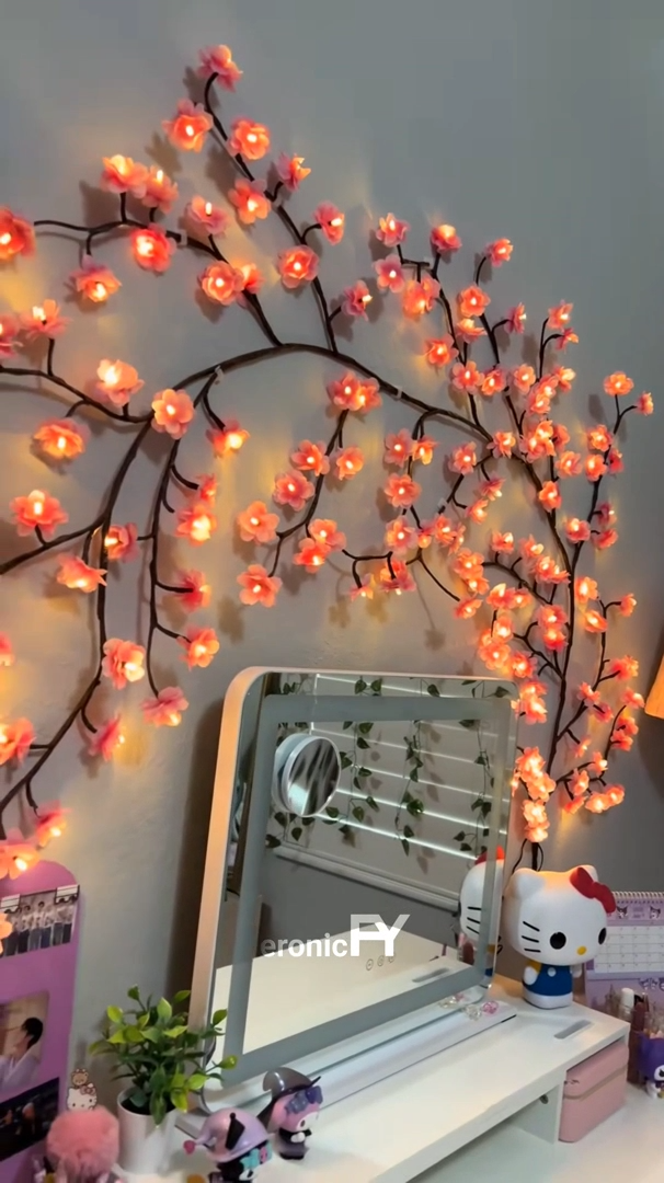 Cherry Blossom Twinkling Tree Lighted Vines for Room 🌙🌸 Decorate Your Home 🏡